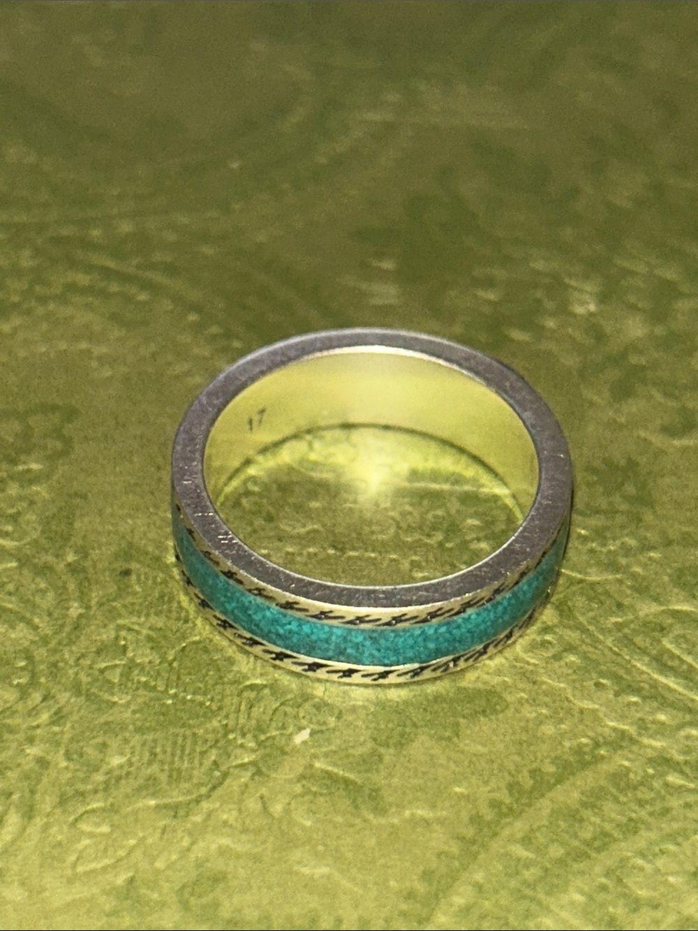 Gucci GG Sterling Silver Enamel Ring AG 925 Green Turquoise 645573 - Picture 16 of 16